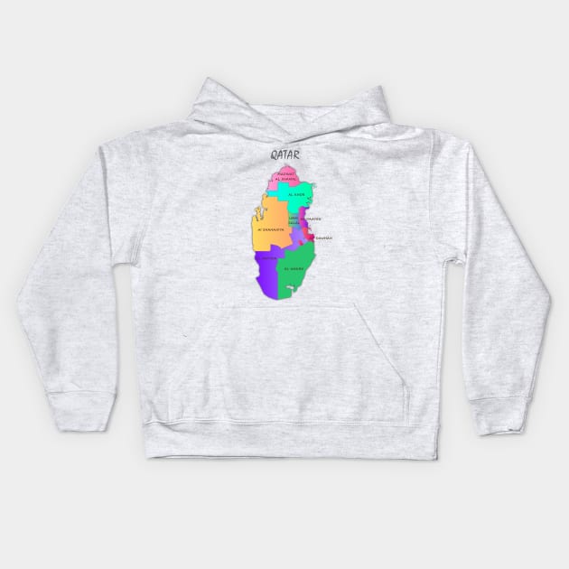 Map of Qatar with municipalities. Political map. Vector Kids Hoodie by Mashmosh